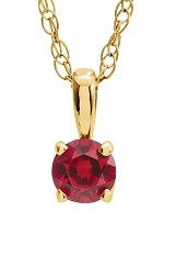 magnificent small 14K yellow gold July ruby birthstone necklace 